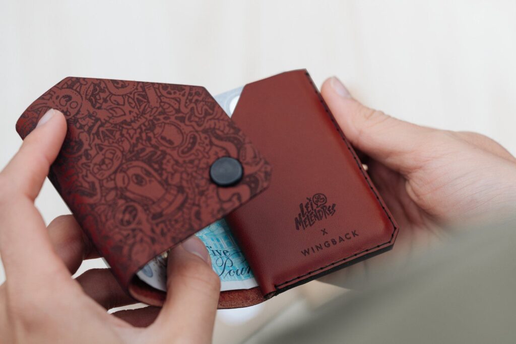 Laser engraved leather wallet