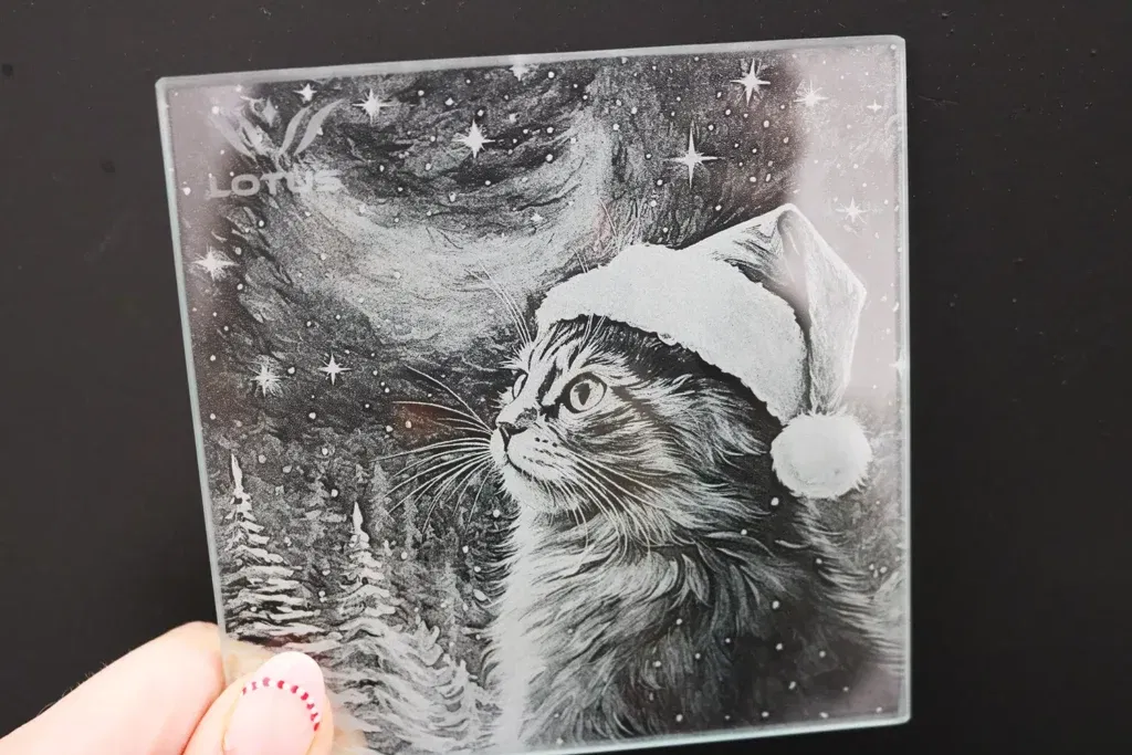Laser Engraved Decorative Glass Coaster
