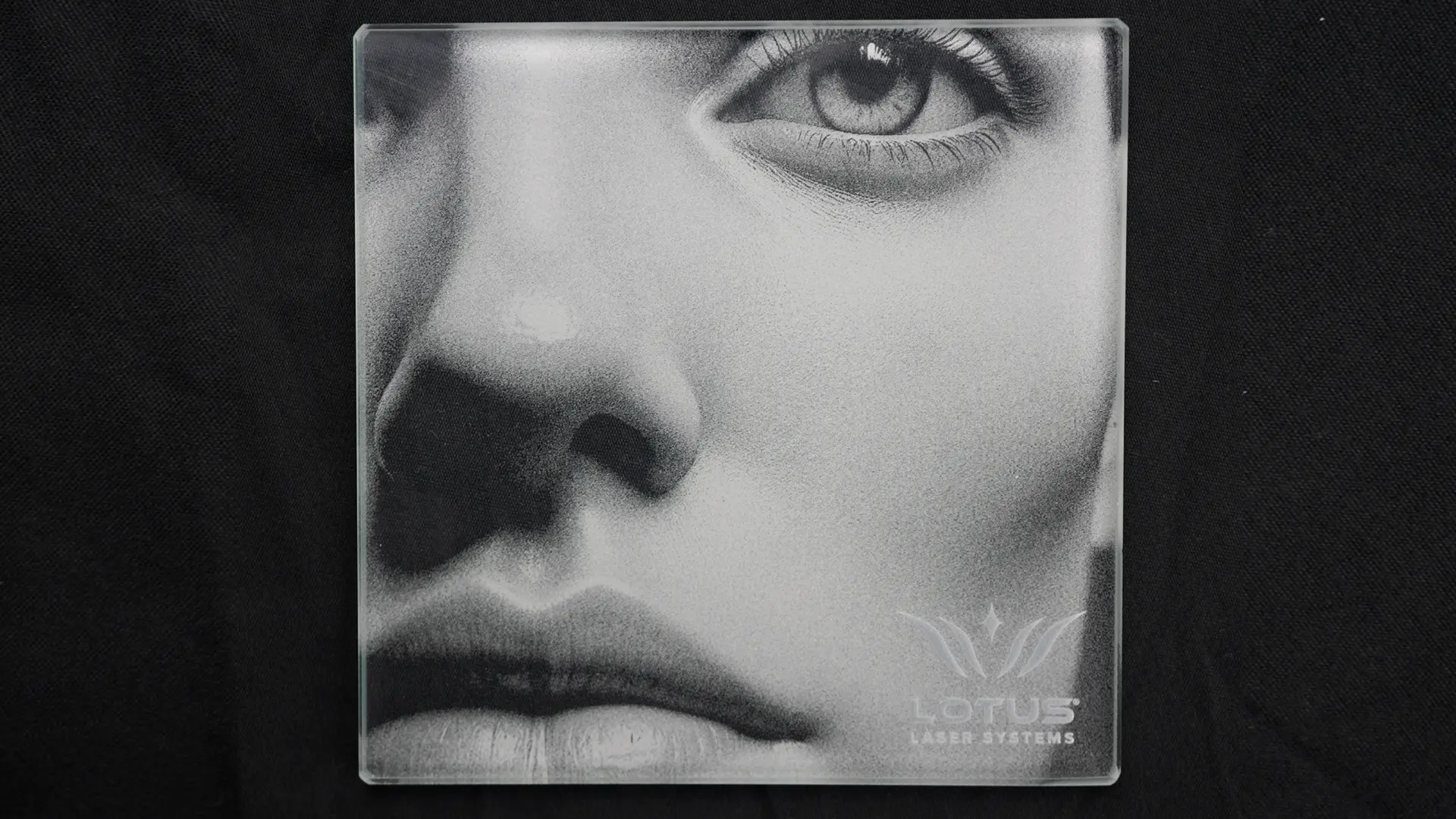 Lotus UV Photo Engraving on glass