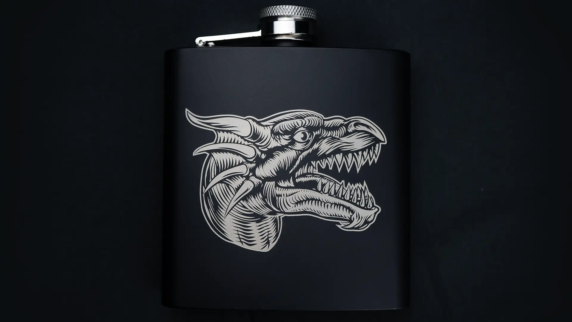 Lotus Fiber engraved metal hip flask